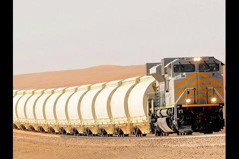 The North-South Railway includes the Mineral Route linking phosphate mines at Al Jalamid with processing and export facilities at Ras Al Khair.